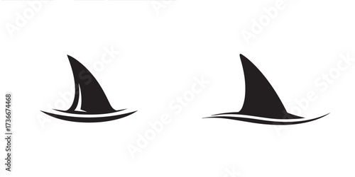 Stylized Shark Fin Breaking Ocean Surface