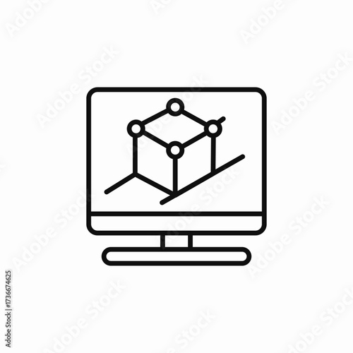 computer 3d modeling icon sign vector