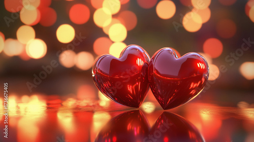 red heart with bokeh lights