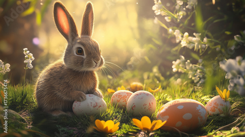 easter bunny with eggs