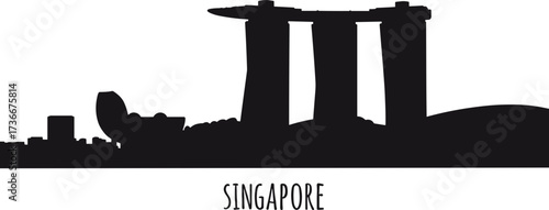 Singapore city skyline silhouette on white background