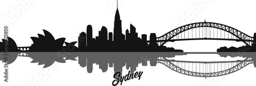 Sydney skyline silhouette on white background