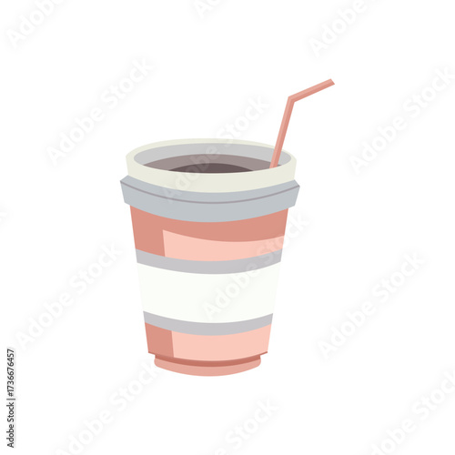 Colorful drink cup with a straw showing a refreshing beverage on a sunny day