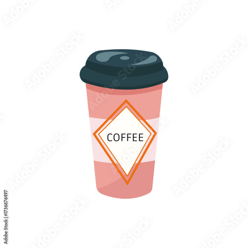 Warm cup of coffee served in a stylish takeout container with a unique design, perfect for enjoying on a chilly morning or afternoon break