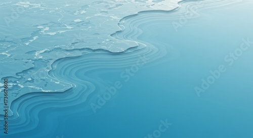 Abstract topographic map with blue water and land layers.