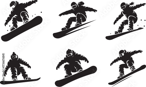 Snowboarding silhouttee vector on white background
