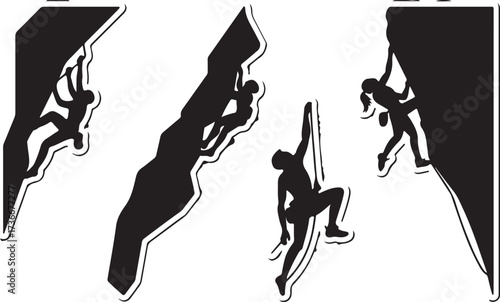 Climbing silhouttee vector on white background