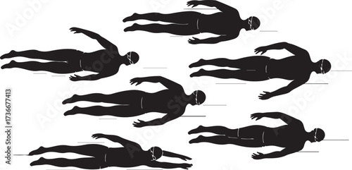 Swimming freestyle silhouttee vector on white background