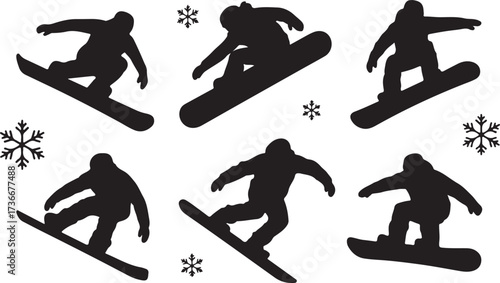 Snowboarding silhouttee vector on white background
