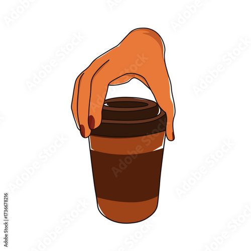 Coffee cup held by a hand in a simple and modern design, indicating a moment of enjoyment during a break or morning routine