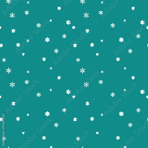 elegant teal snowflakes seamless pattern vector background for winter holiday cards wallpaper and print