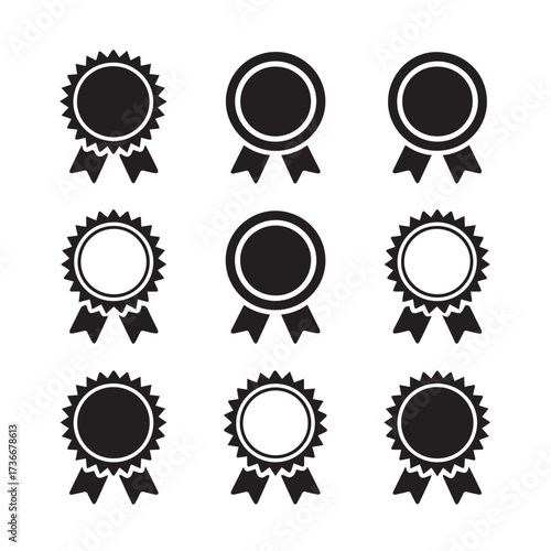 vintage ribbon badge collection vector rosette emblem with one scalloped seal ai eps png jpeg