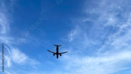 Plane in a sky goes to the landing