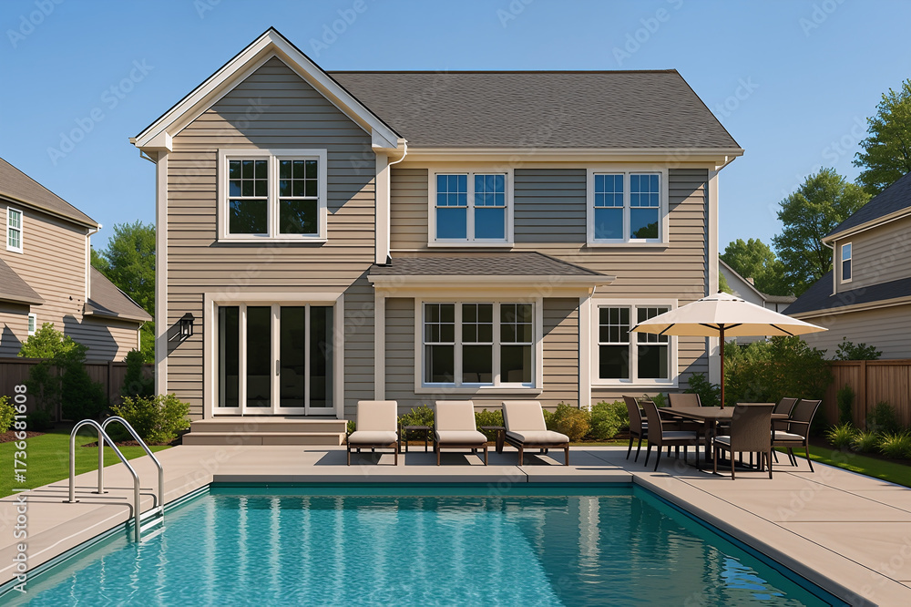Fototapeta premium luxury home with swimming pool