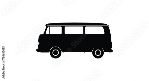 Iconic vintage camper van silhouette symbol for travel adventure and nostalgia transportation