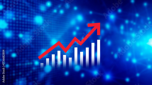 Global business growth analysis and asset investment chart Business and Finance, Up arrow economic chart, global economic trend analysis, Financial graph analysis on virtual screen.