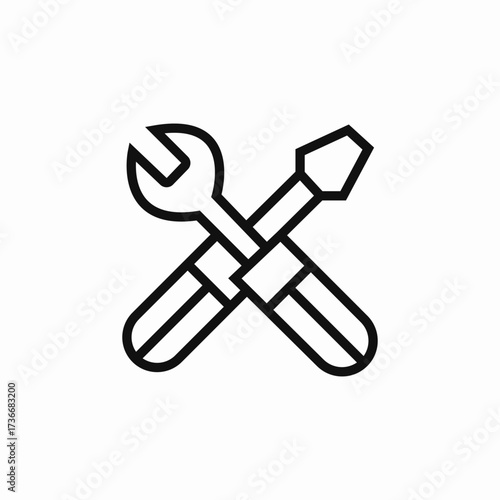 screwdriver wrench cross service icon sign vector