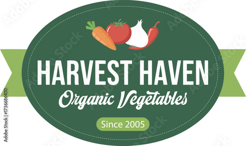 Wallpaper Mural Harvest Haven Organic Vegetables Logo Badge Vector. Torontodigital.ca