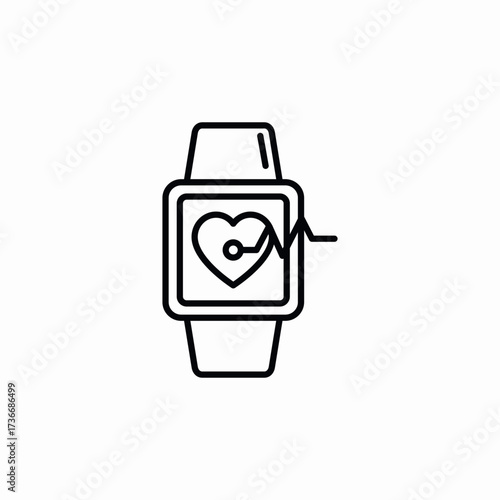 smart watch fitness heart pulse icon sign vector