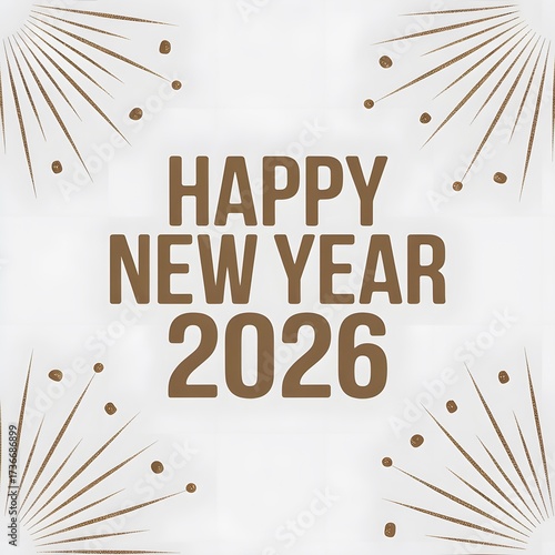 Happy new year 2026 with golden fireworks . Happy New Year 2026