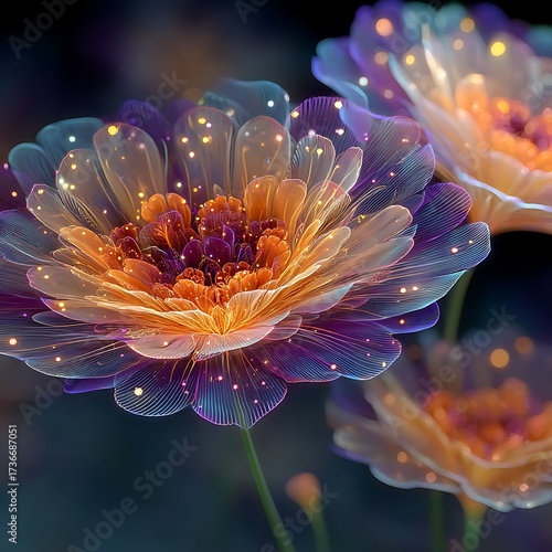 Dreamlike fractal flower glowing in light high resolution picture