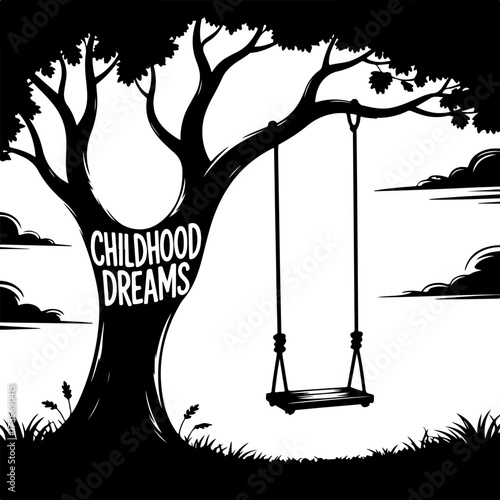 Childhood Dreams Tree Swing Reminiscing Peaceful Times and Nostalgia