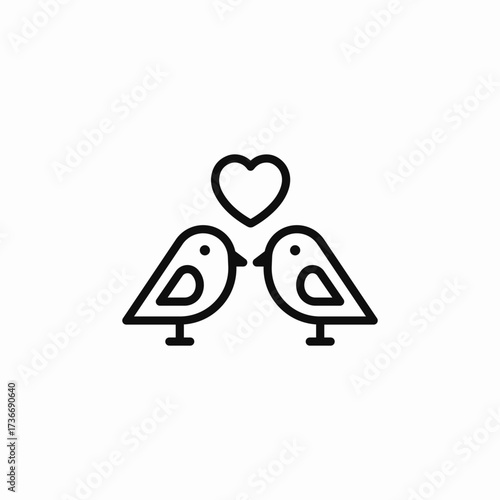 birds love romantic icon sign vector