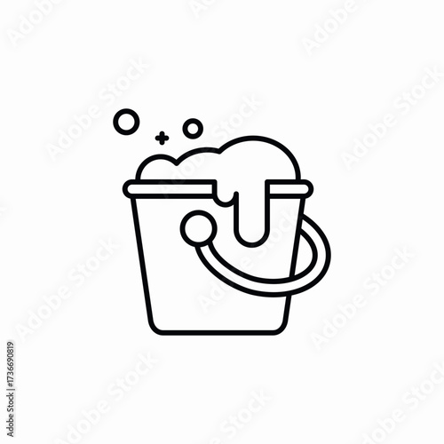 cleaning bucket foam icon sign vector