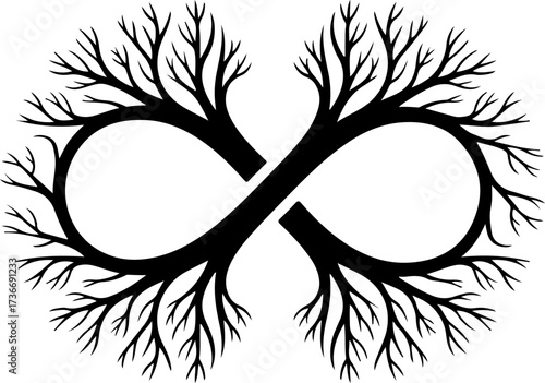 Symbol of Infinity and Growth Represented by Tree Branches in a Stylized Design