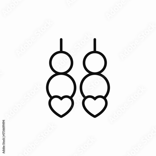heart earrings icon sign vector