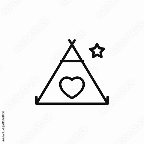 love camping romantic tent icon sign vector