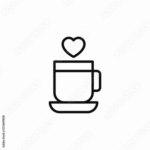 love heart cup icon sign vector