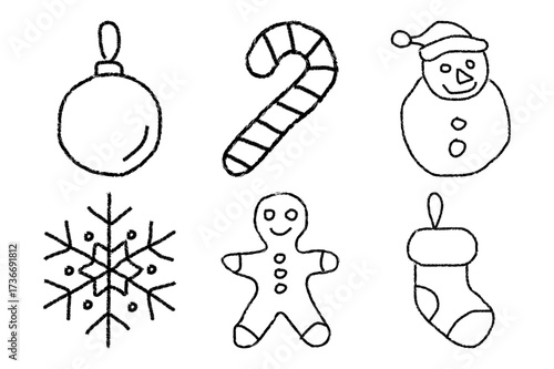 Christmas and New Year related hand drown icons vector icon set