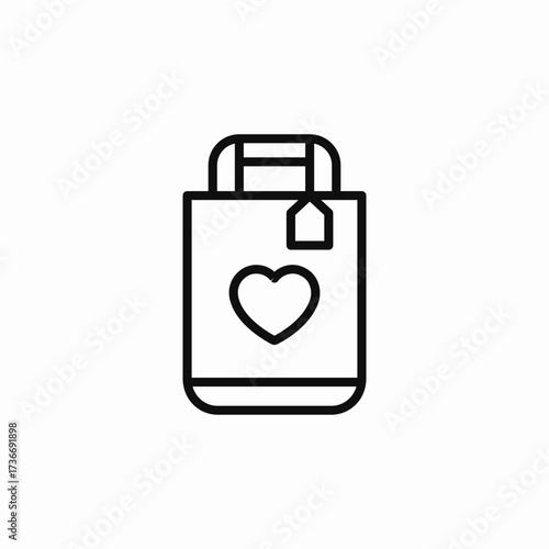 love heart shopping bag icon sign vector