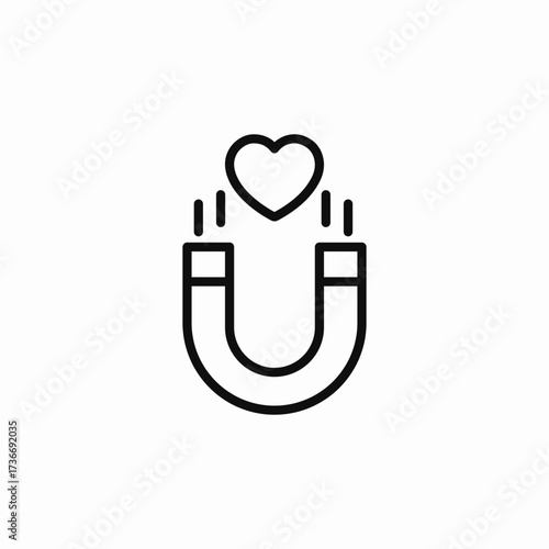 magnet heart love icon sign vector