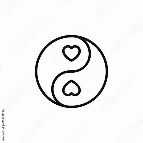 yin yang love heart icon sign vector