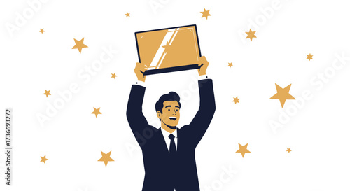 Illustrative Representation Celebrating Success Through Triumph And Achievement Or Accomplish