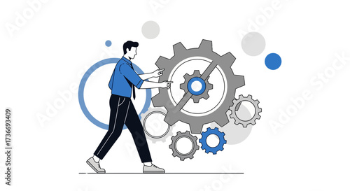 Illustrative Representation Of Gear Mechanism Operations And Planning, With Manager