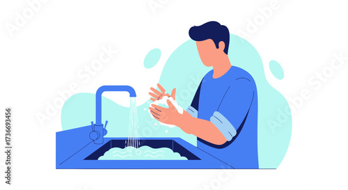 Illustrative Representation Of Handwashing For Hygiene In Sanitary Environments