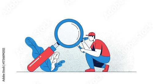 Investigating And Analyzing Business Data With Magnifying Glass Search Illustration