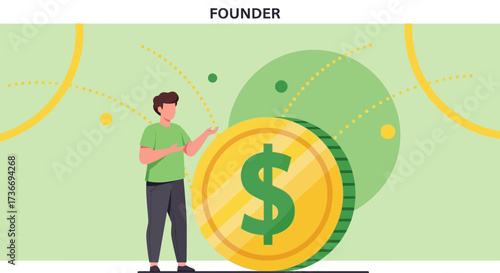 Investor Conceptualizing Monetary Gains Surrounded by Symbols of Financial Success Visualization
