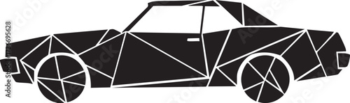 Fractured Geometric Classic Car Silhouettes Abstract Low-Poly Automobile Vector