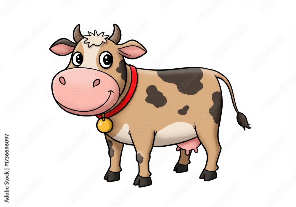 Fototapeta premium Cartoon cow on a white background