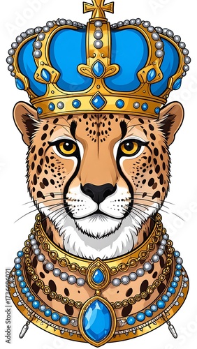 Cheetah with crown and jewels