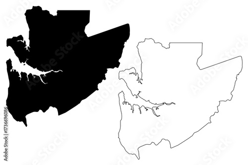 Estuaire Province (Subdivisions of Gabon, Gabonese Republic) map vector illustration, scribble sketch Estuaire map