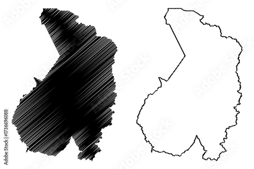Haut-Ogooue Province (Subdivisions of Gabon, Gabonese Republic) map vector illustration, scribble sketch Haut Ogooue map