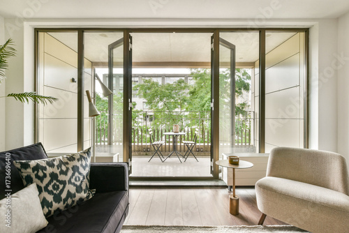 Modern Living Room with Balcony Access
