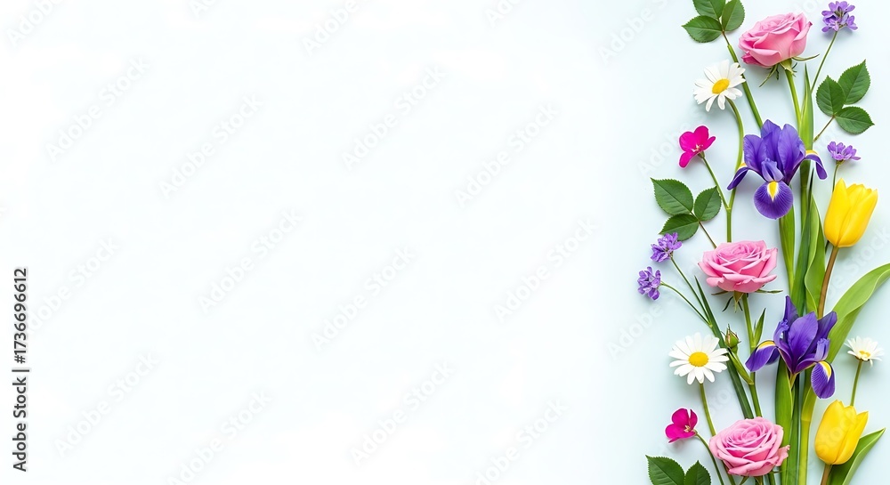 Naklejka premium A beautiful arrangement of spring flowers isolated on a white background