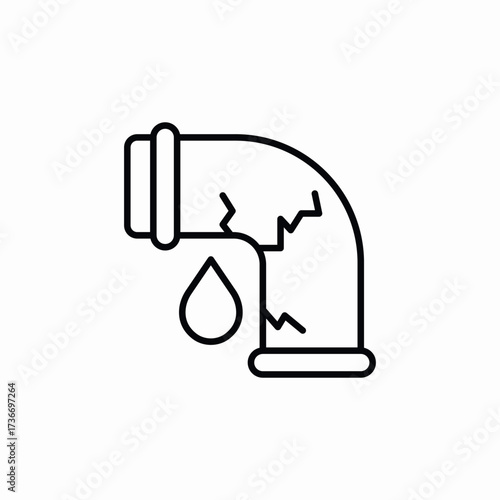 cracked turn pipe icon sign vector