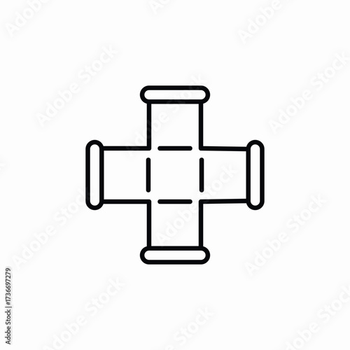 cross pipe plus shape icon sign vector